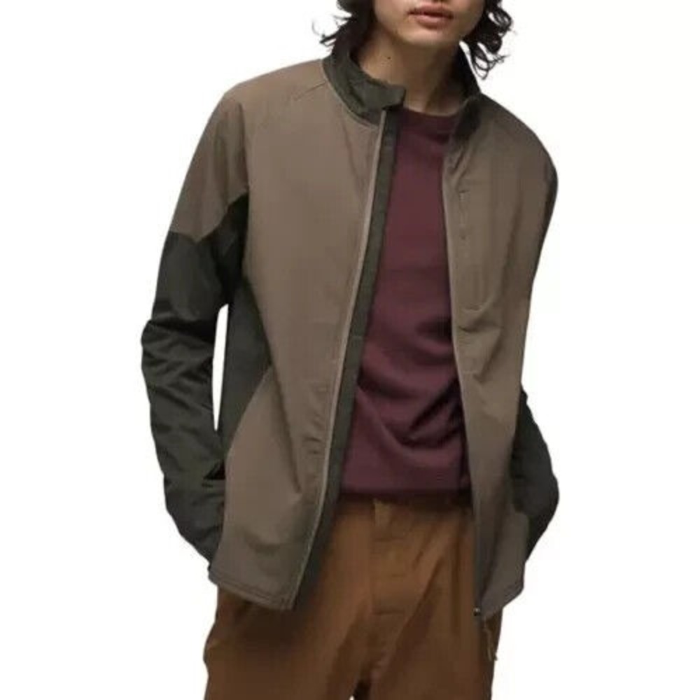 NWT prAna Ice Flow Hybrid Zip Soft shell Jacket Evergreen‎ Gray Men's Size Small